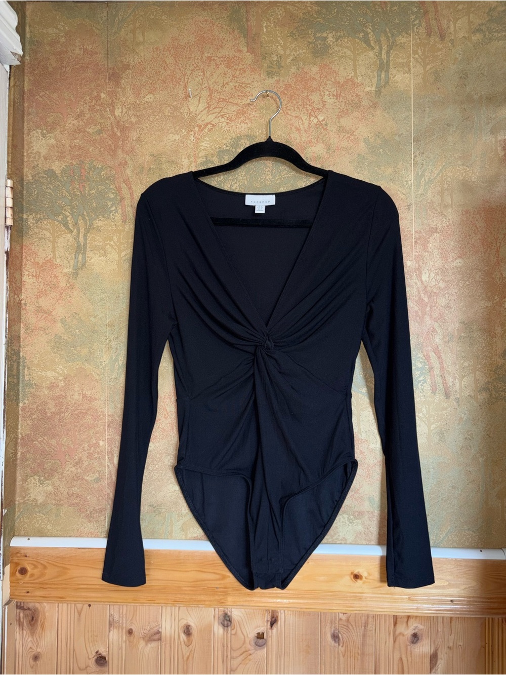 Topshop | Black Front Knot Bodysuit